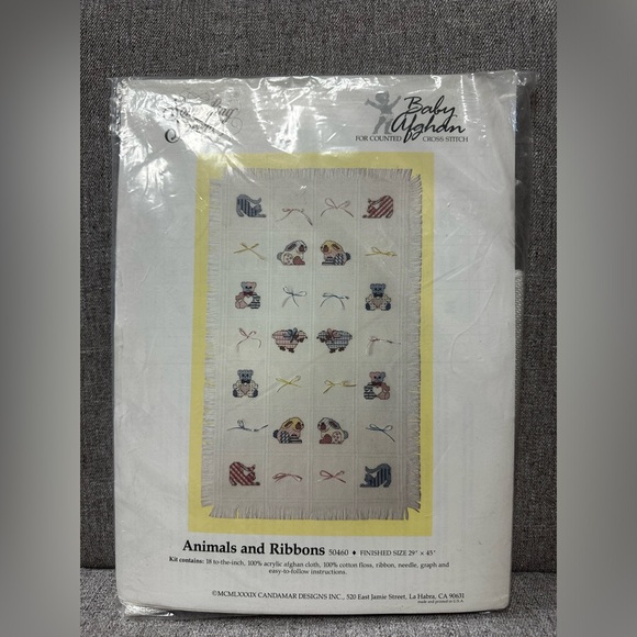 NEW Candamar Something Special Cross Stitch KIT Antique Toy Baby Afghan Kit - Picture 1 of 4